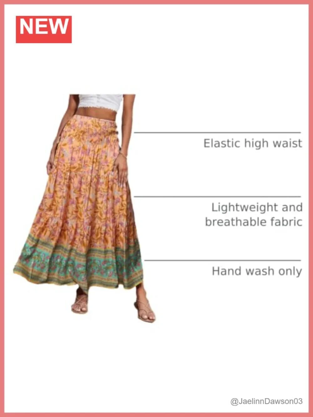 Floral Maxi Skirt Women 2026 Boho A-Line High Waist Ruffle Hem Lightweight